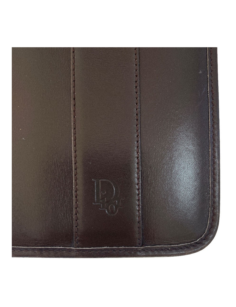 CHRISTIAN DIOR vintage directory cover in dark brown leather