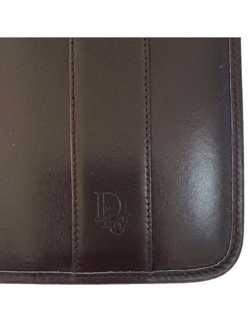 CHRISTIAN DIOR vintage directory cover in dark brown leather
