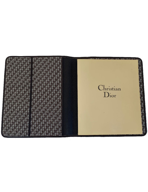 CHRISTIAN DIOR vintage directory cover in dark brown leather