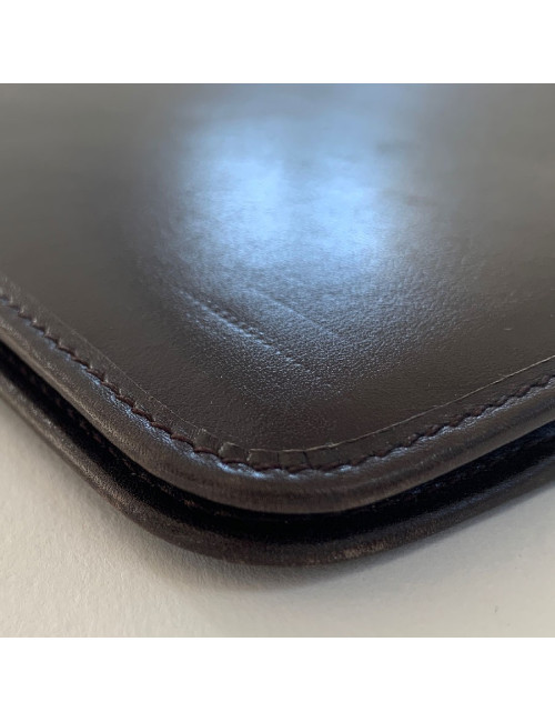 CHRISTIAN DIOR vintage directory cover in dark brown leather