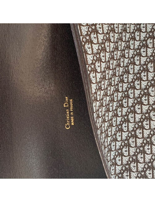 CHRISTIAN DIOR vintage directory cover in dark brown leather