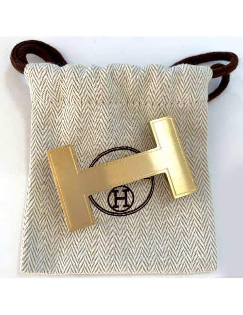 Boucle H HERMES métal doré mat