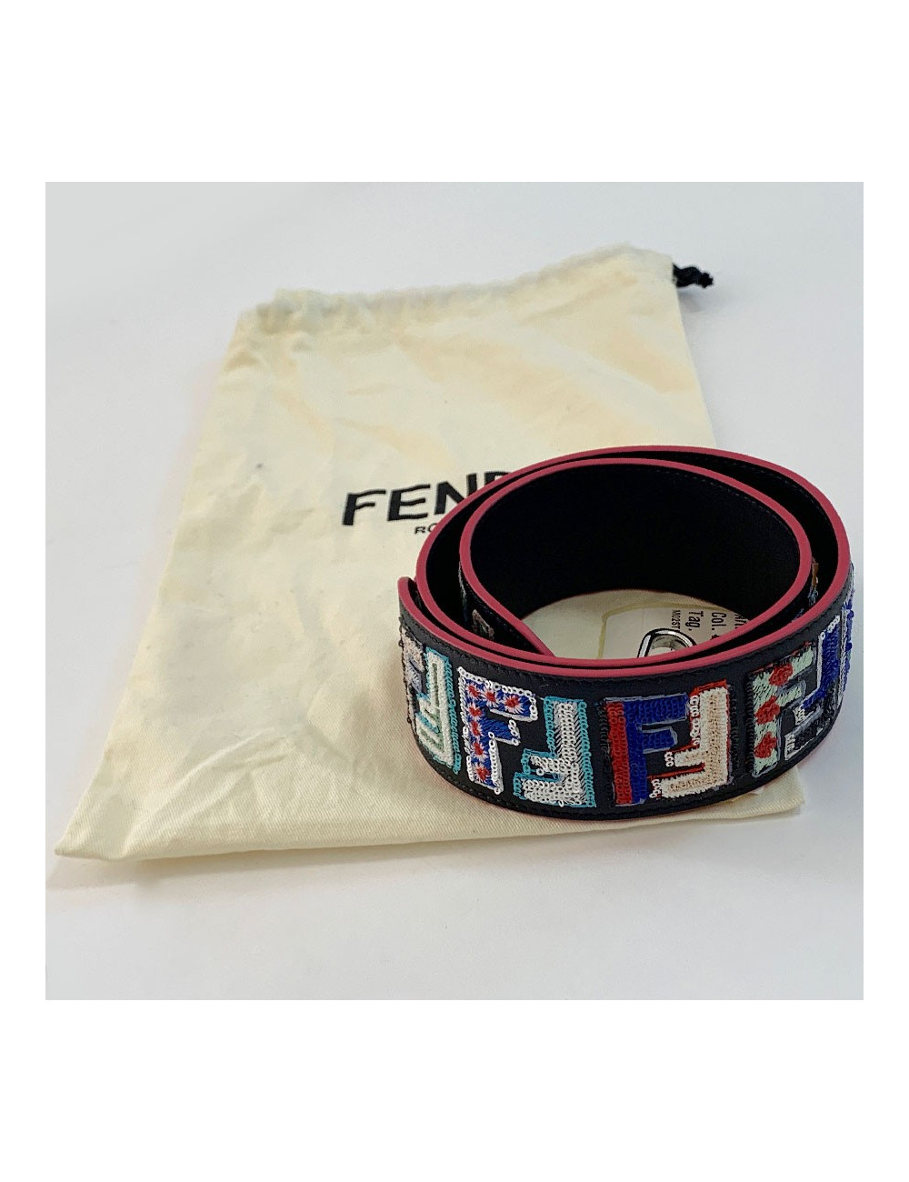 Bandoulière FENDI Strap You en cuir et sequins multicolores