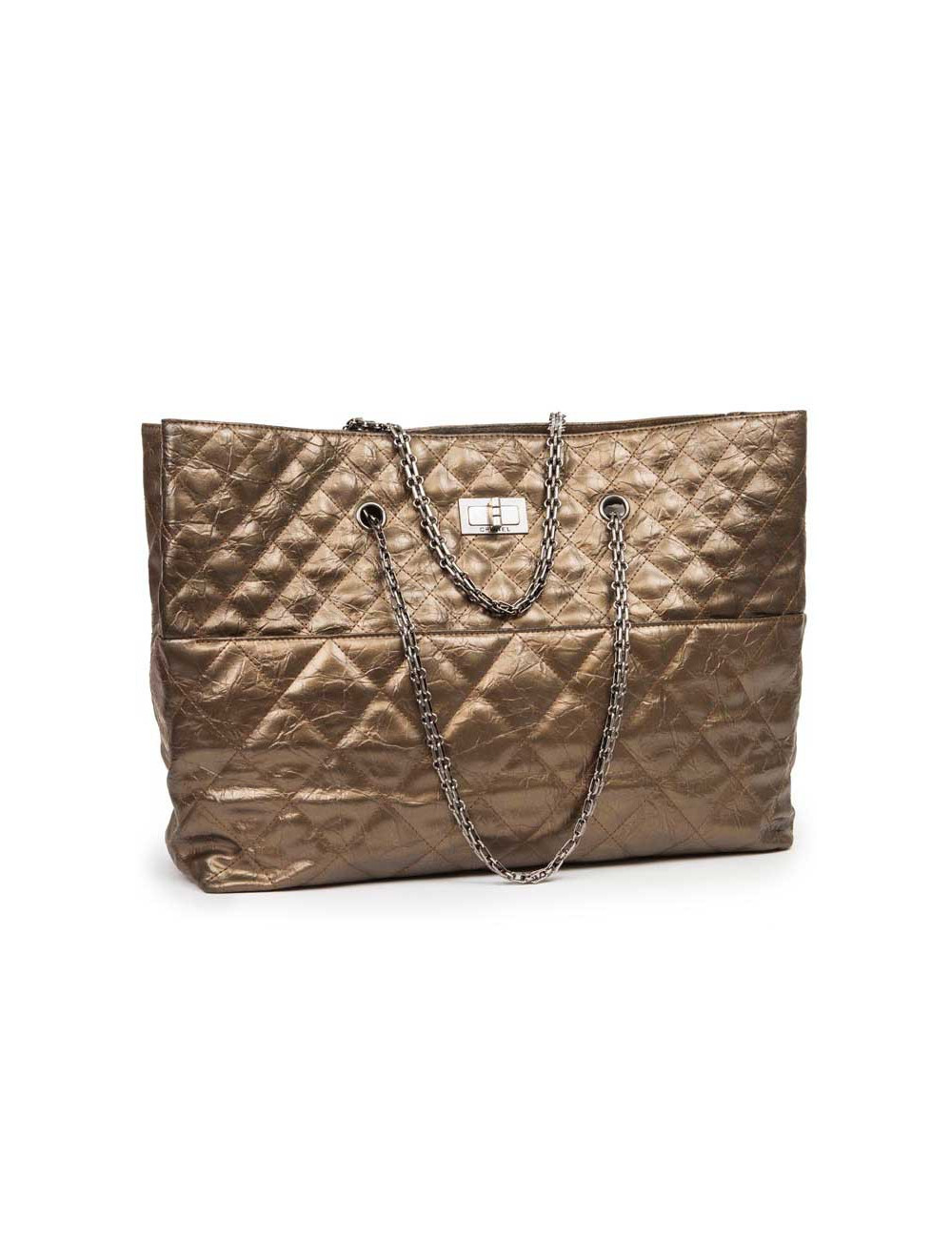 Sac Cabas CHANEL cuir vieilli doré bronze