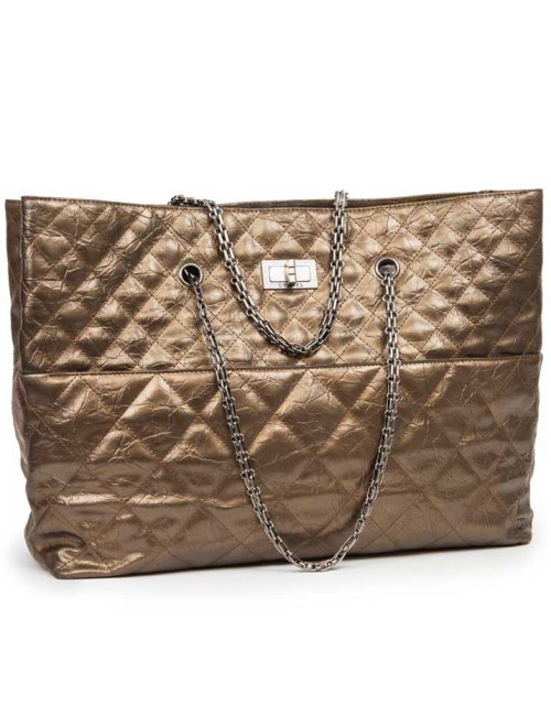 Sac Cabas CHANEL cuir vieilli doré bronze