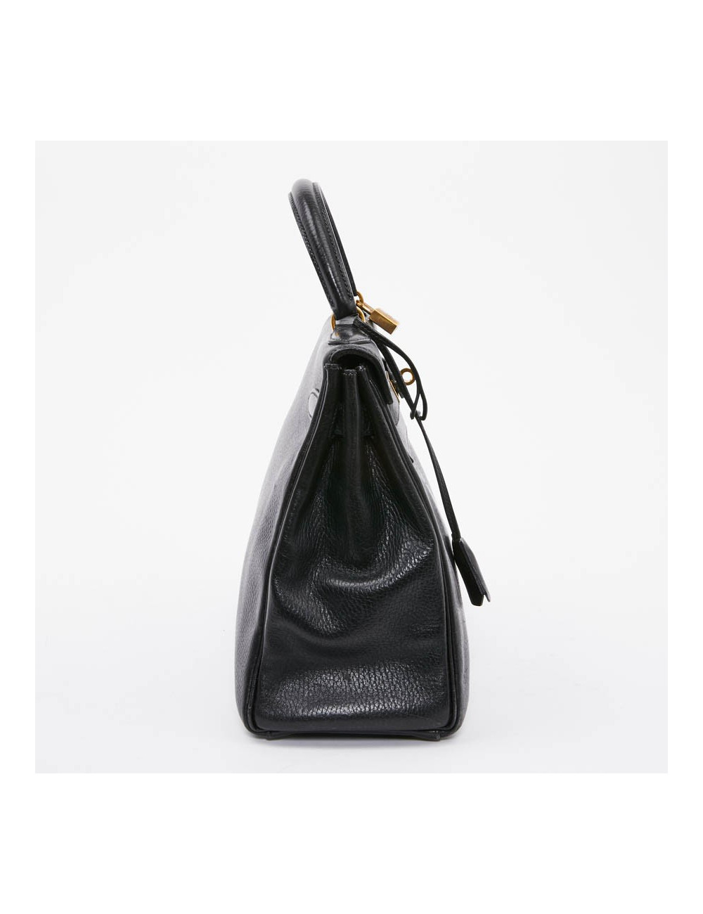 Sac Kelly 32 HERMES cuir grainé noir 