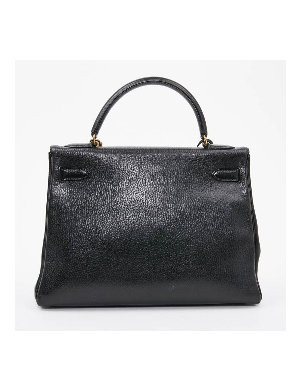 Sac Kelly 32 HERMES cuir grainé noir 