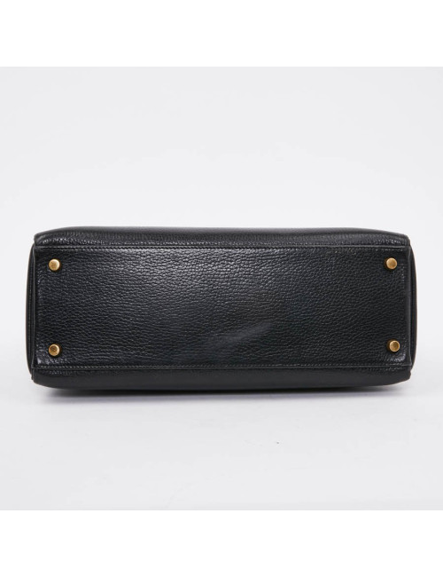 Kelly 32 HERMES cuir grainé noir 