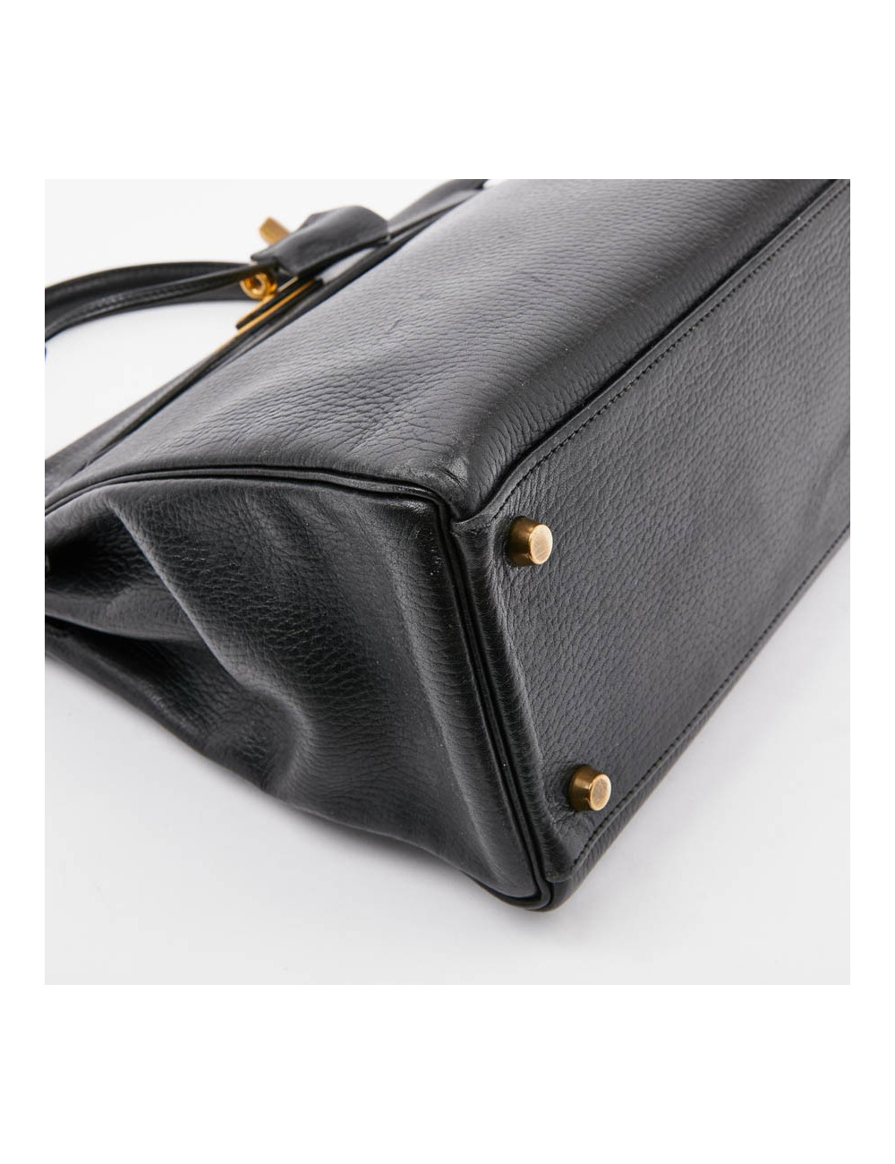 Sac Kelly 32 HERMES cuir grainé noir 