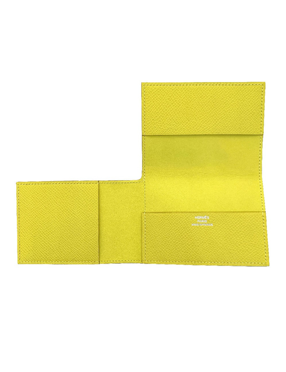 Porte-cartes HERMES Guernesey 3CC jaune en cuir grainé