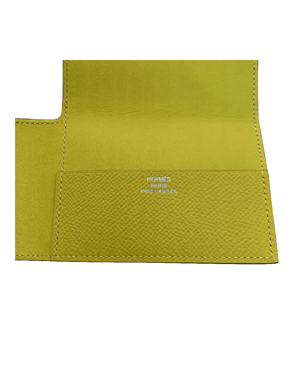 Porte-cartes HERMES Guernesey 3CC jaune en cuir grainé