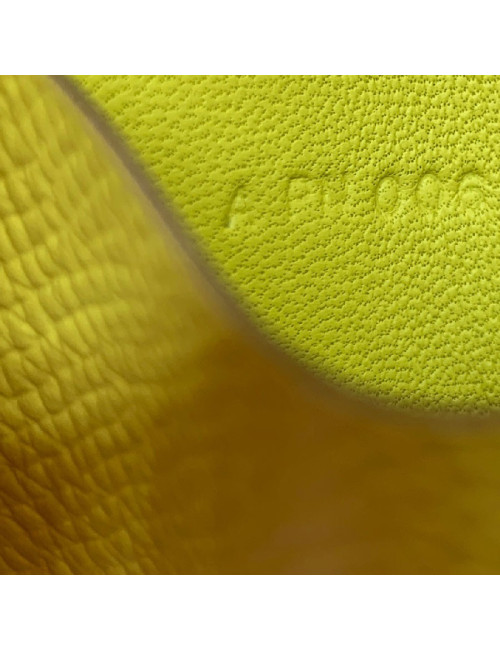 Porte-cartes HERMES cuir grainé jaune