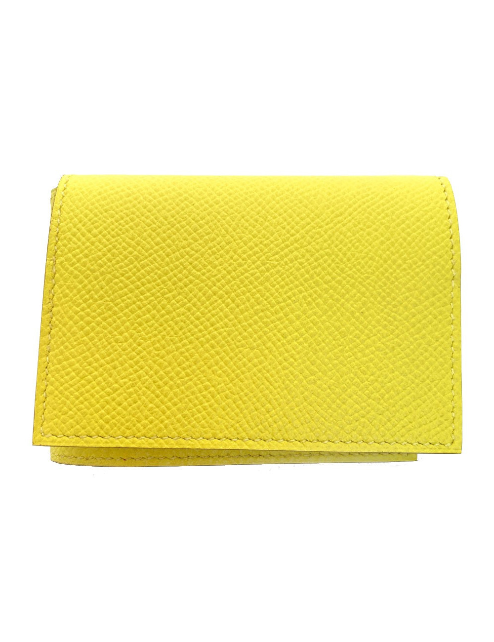 Porte-cartes HERMES Guernesey 3CC jaune en cuir grainé