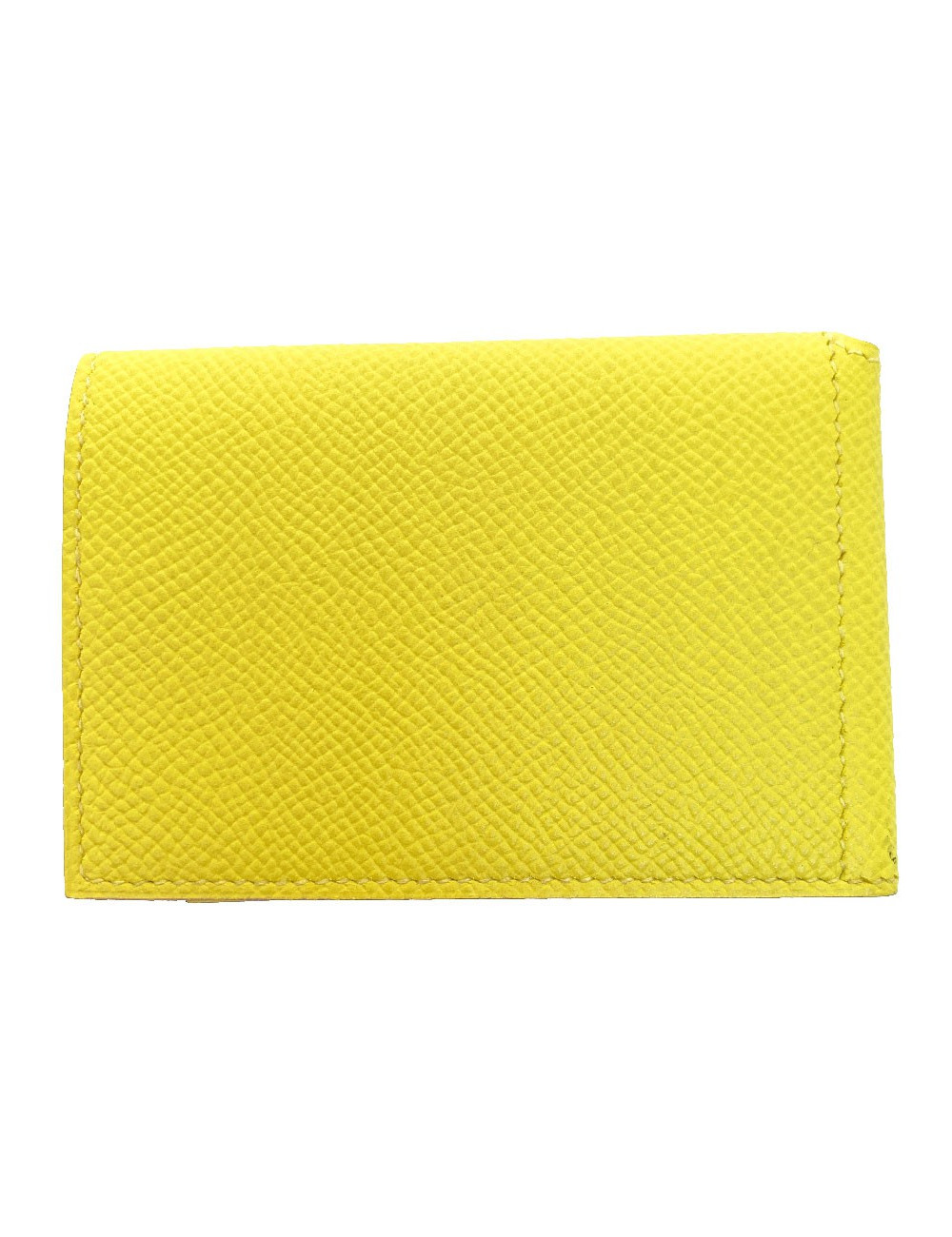 Porte-cartes HERMES Guernesey 3CC jaune en cuir grainé