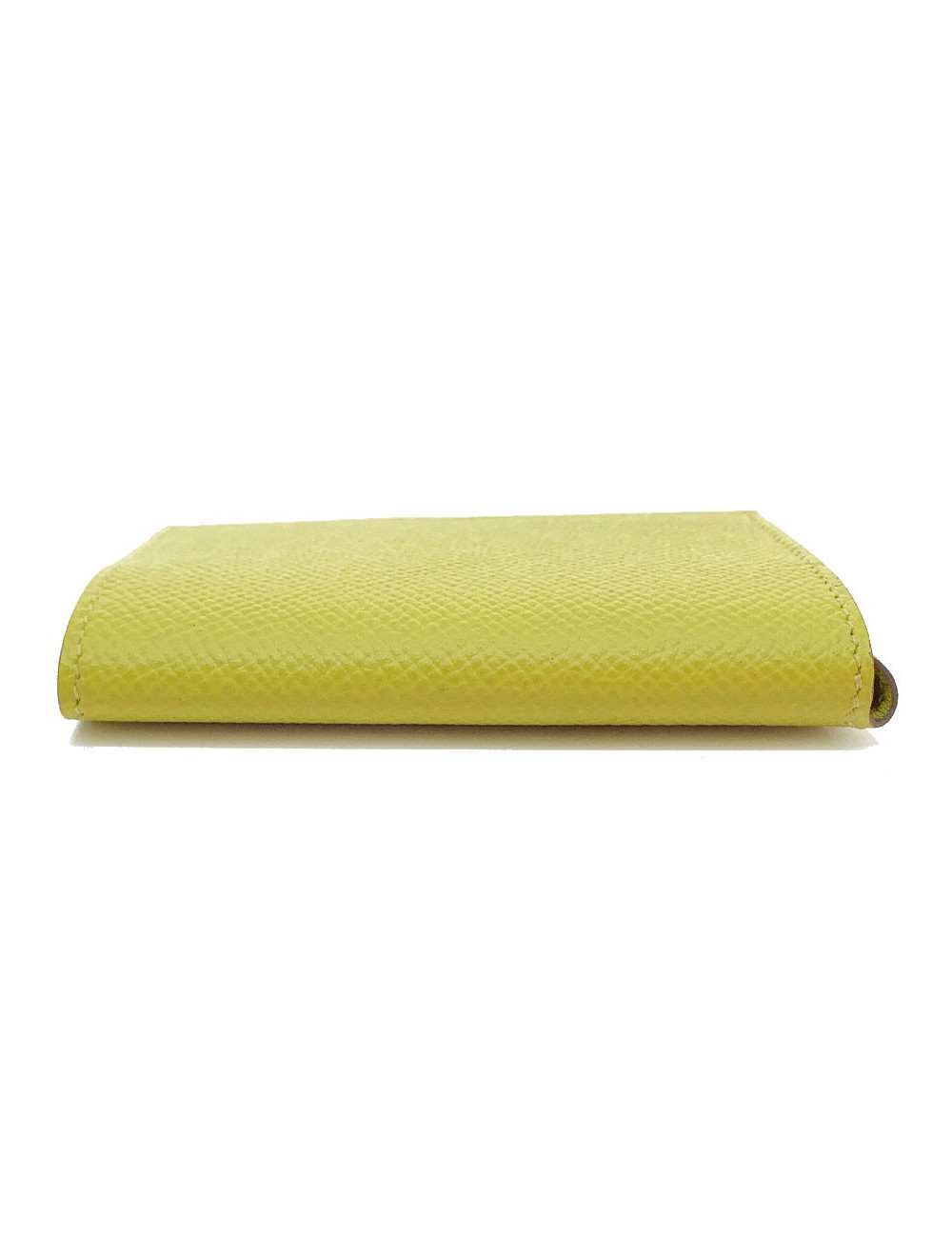 Porte-cartes HERMES Guernesey 3CC jaune en cuir grainé