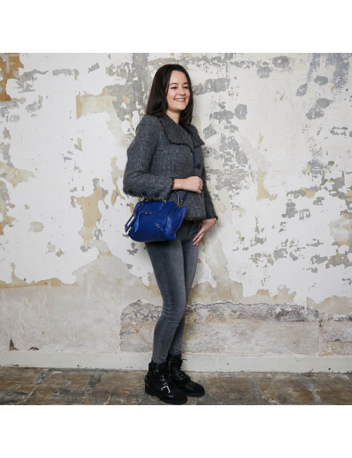 Mini City Bag BALENCIAGA cuir bleu encre 