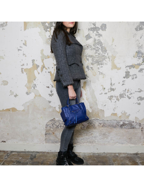 Mini City Bag BALENCIAGA cuir bleu encre 