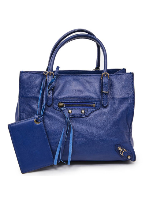 Mini City Bag BALENCIAGA cuir bleu encre 