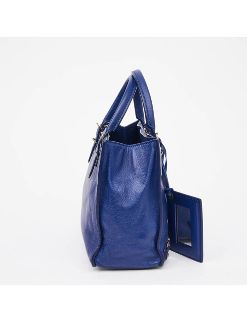 Mini City Bag BALENCIAGA cuir bleu encre 