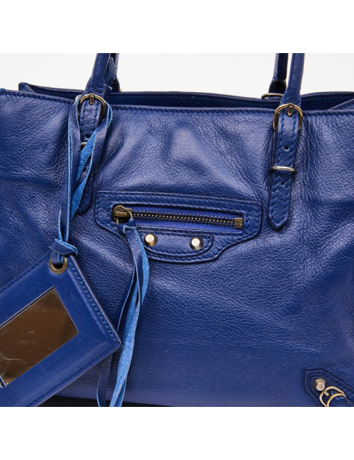 mini sac BALENCIAGA cuir bleu encre 