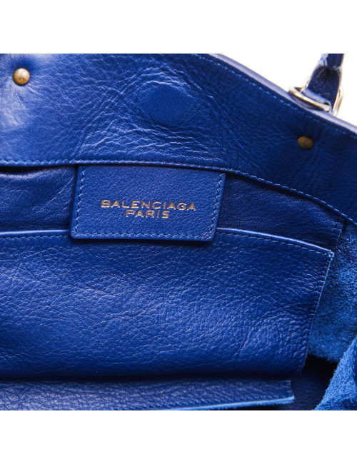 Mini City Bag BALENCIAGA cuir bleu encre 