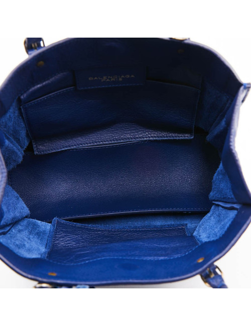 Mini City Bag BALENCIAGA cuir bleu encre 