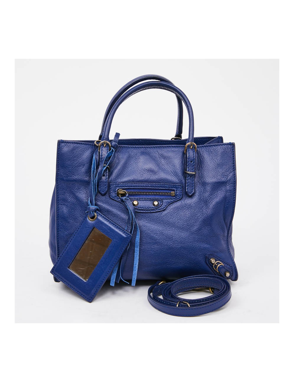 mini sac BALENCIAGA cuir bleu encre 