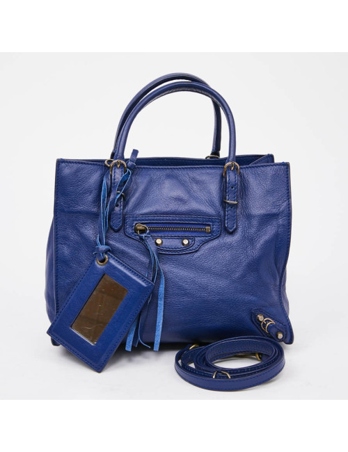 mini sac BALENCIAGA cuir bleu encre 