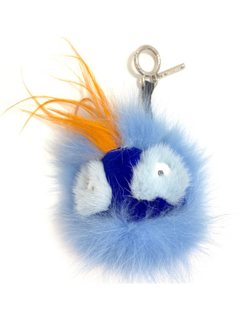 Charm FENDI Bag Bug en fourrure de renard bleu