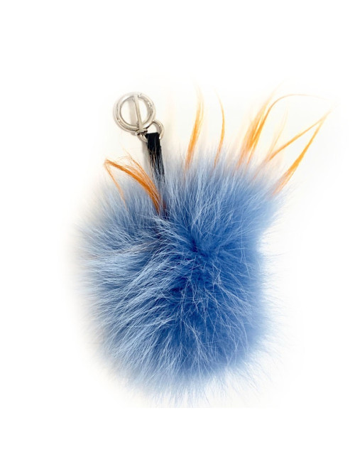 Charm FENDI Bag Bug en fourrure de renard bleu