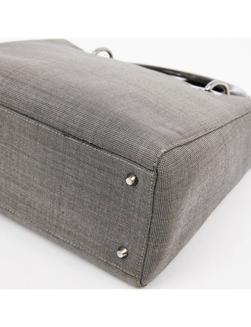 Sac Lady D CHRISTIAN DIOR tissu gris