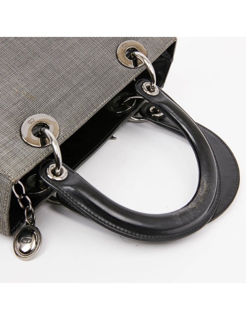 Sac Lady D CHRISTIAN DIOR tissu gris