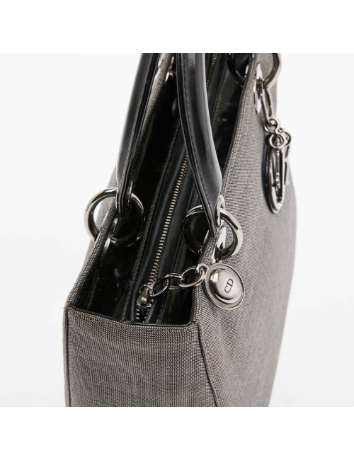 Sac Lady D CHRISTIAN DIOR tissu gris