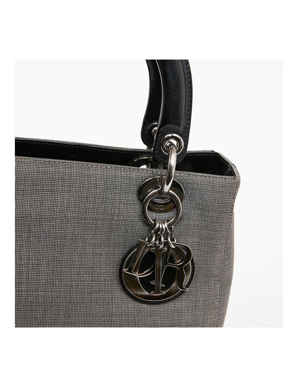 Sac Lady D CHRISTIAN DIOR tissu gris