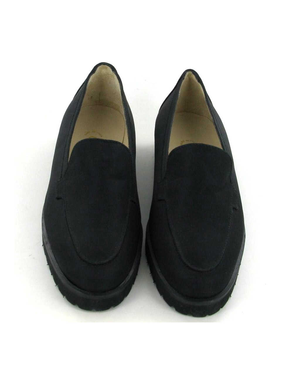 Mocassins CHANEL T 39.5 en toile satinée noire