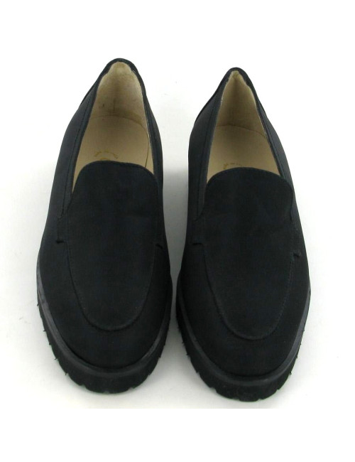 Mocassins CHANEL T 39.5 en toile satinée noire