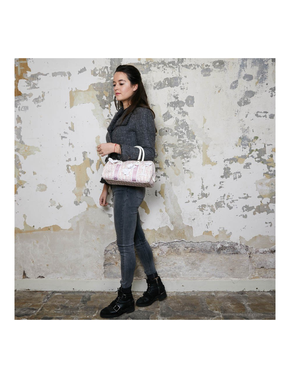 Sac DIOR monogram rose fleurs roses