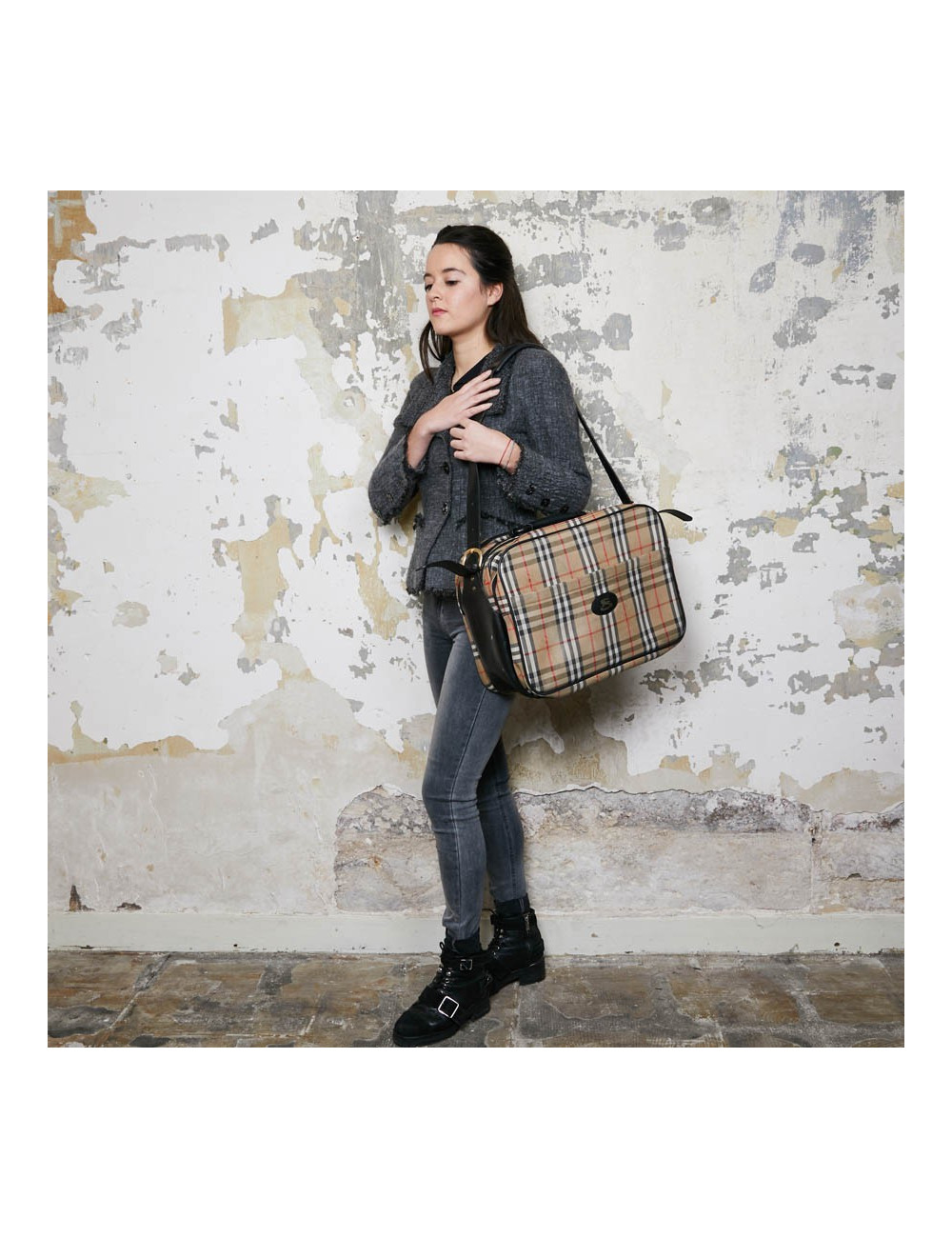 Sac weekend BURBERRY toile monogram beige