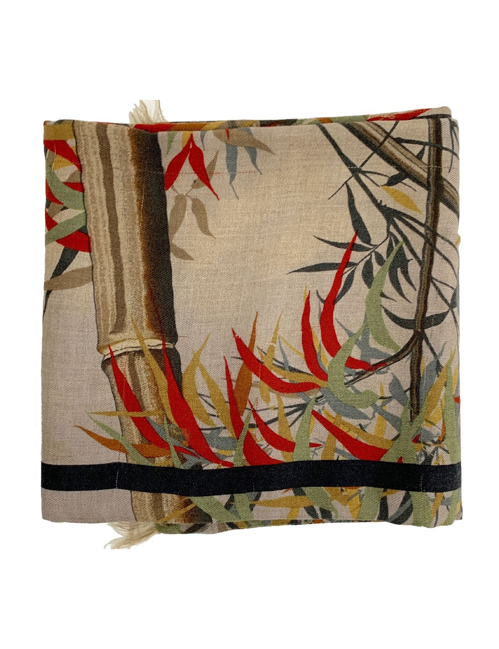 A NETTOYER Carré Hermes marron avec tige de bambou