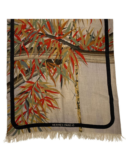 HERMES brown bambou stems print scarf
