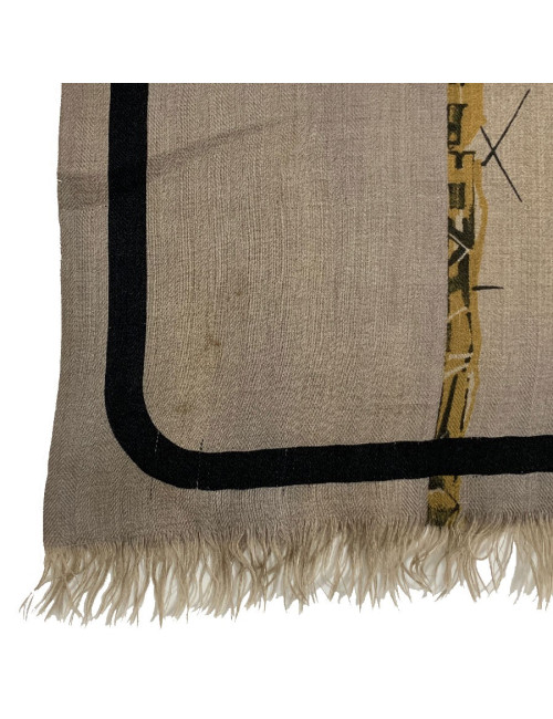 HERMES brown bambou stems print scarf