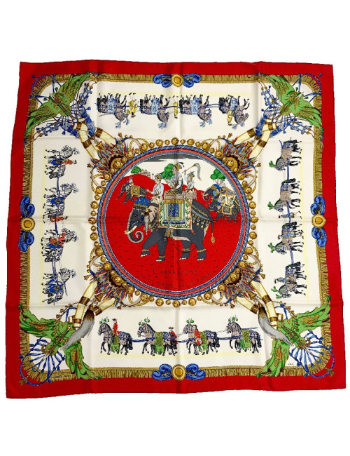 Carré HERMES "Caparaçons de la France et de l'Inde" soie 100 %