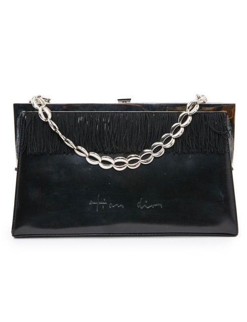 Sac DIOR cuir verni mat noir Collector