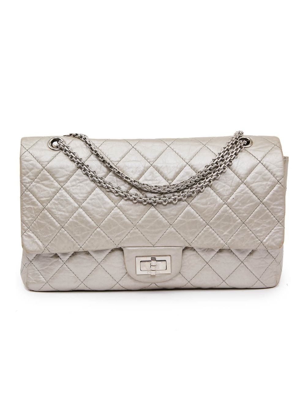2.55 CHANEL cuir argent