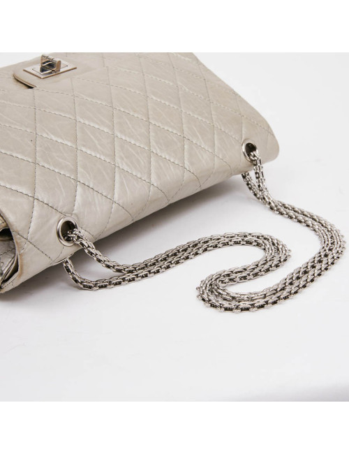 Jumbo CHANEL cuir vieilli argent
