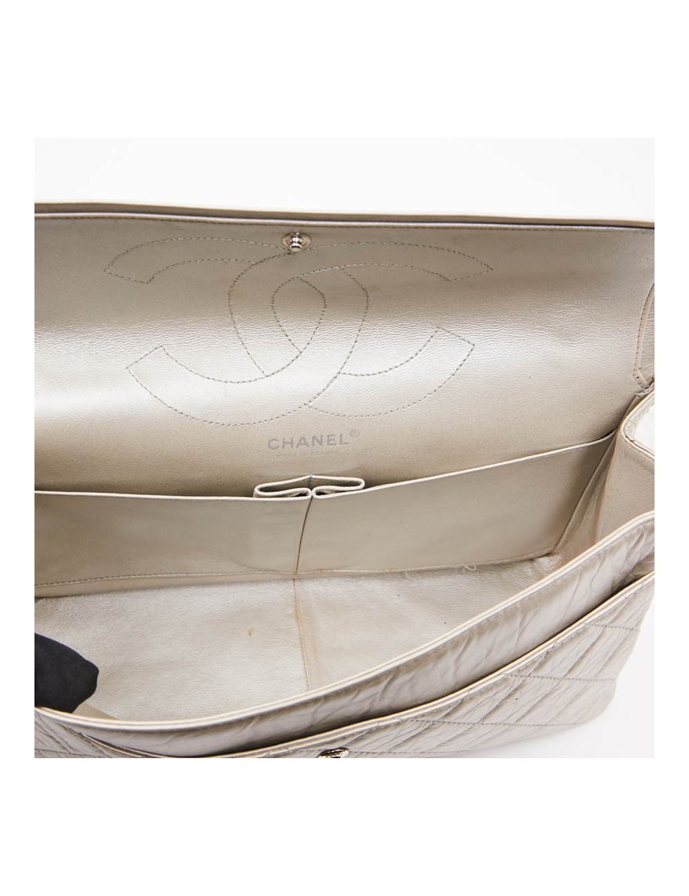 Jumbo CHANEL cuir vieilli argent