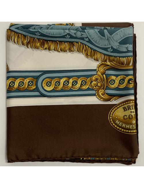 Carré 90 x 90 HERMES soie 100% "Bride de Cour"