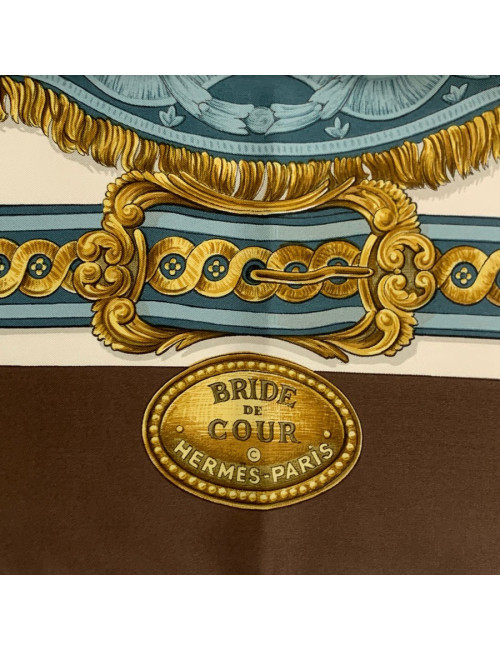 Carré 90 x 90 HERMES soie 100% "Bride de Cour"