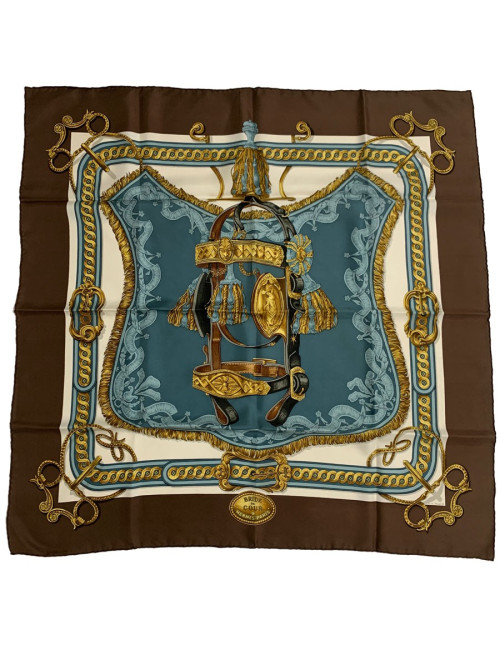 Carré 90 x 90 HERMES soie 100% "Bride de Cour"