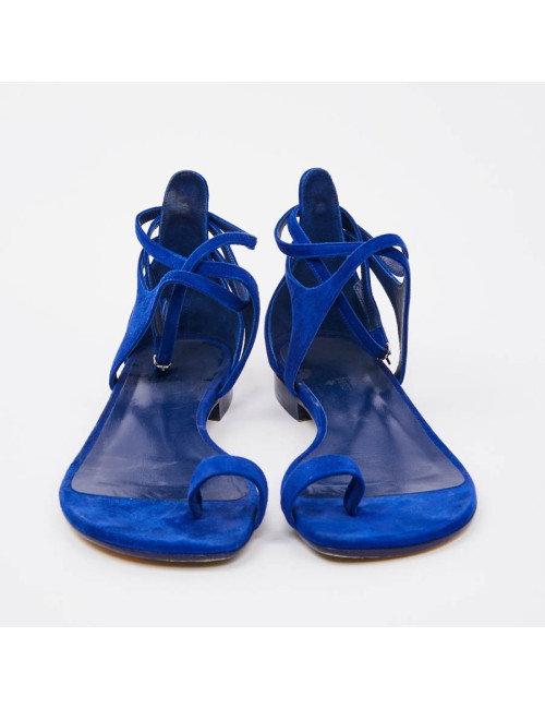 Sandales HERMES T37,5 bleu éléctrique